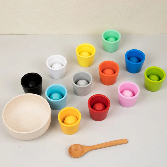 Joc de Clasificare Montessori : Cupe si Bile Colorate [2]