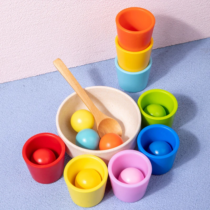 Joc de Clasificare Montessori : Cupe si Bile Colorate [5]