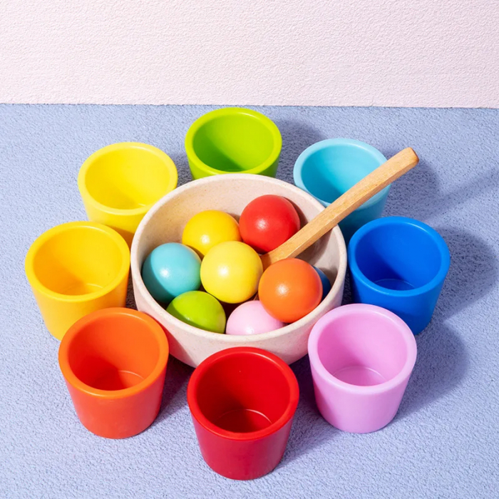 Joc de Clasificare Montessori : Cupe si Bile Colorate [3]
