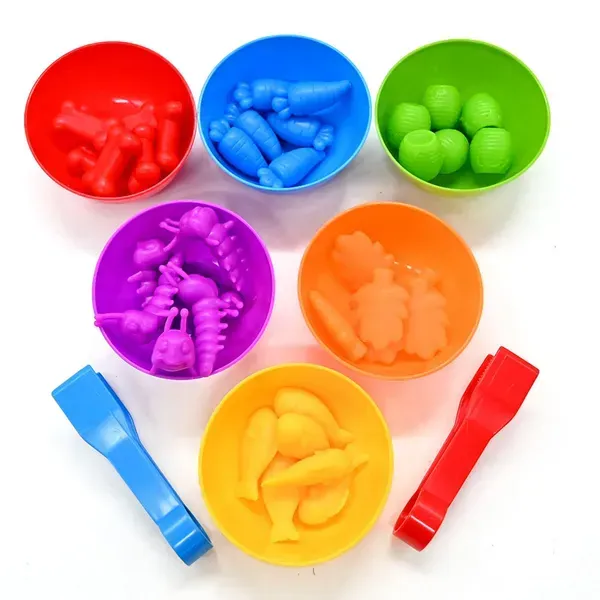 Joc Educativ de Sortare si Asociere – Set Interactiv cu Animale, Culori si Penseta pentru Copii 3+ [4]