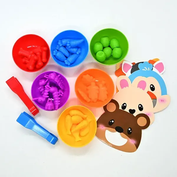 Joc Educativ de Sortare si Asociere – Set Interactiv cu Animale, Culori si Penseta pentru Copii 3+ [5]