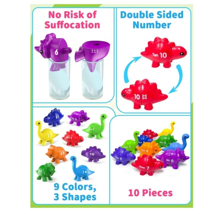 Joc Educativ Dinozauri – Puzzle de Asociere cu Cifre pentru Copii, 20 Piese [2]