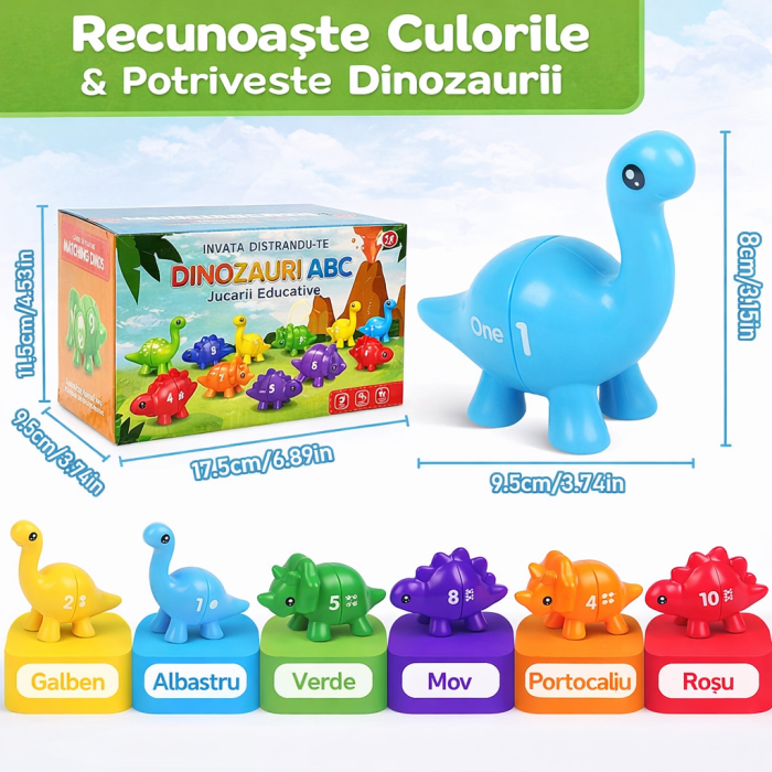 Joc Educativ Dinozauri – Puzzle de Asociere cu Cifre pentru Copii, 20 Piese [4]