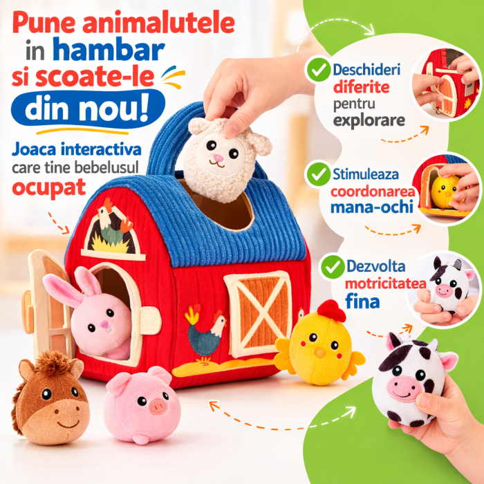 Joc Educativ Montessori – Ferma din Plus cu Animalute pentru Copii 1+ [3]