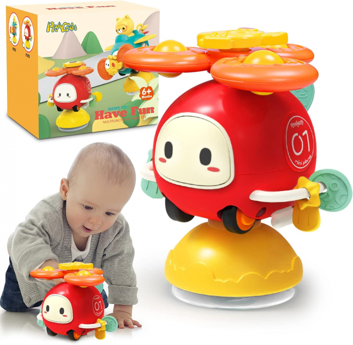 Jucarie 3 in 1 cu Ventuza - Masinuta, Spinner si Jucarie Montessori [1]