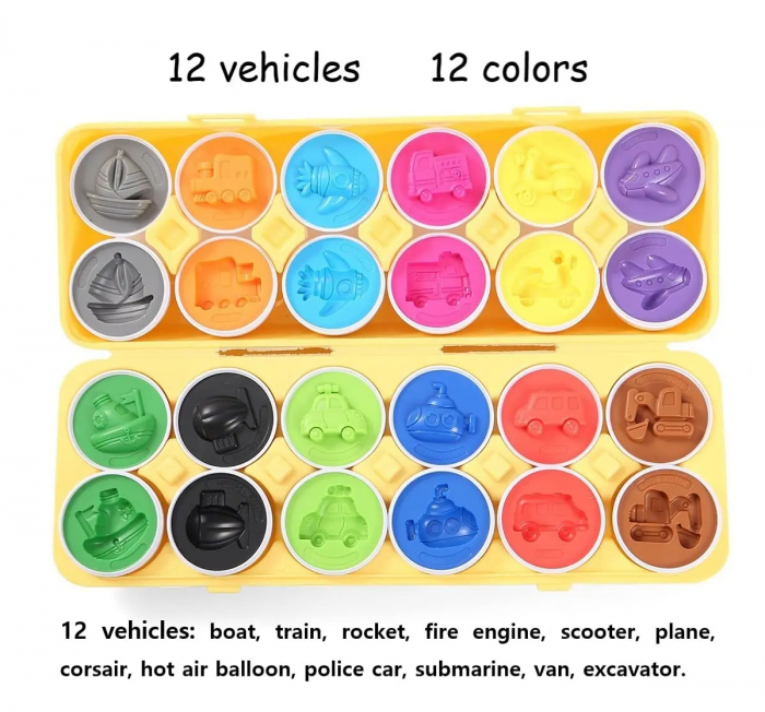 Set Jucarii Educative - Potrivire Oua Vehicule si Culori, 24 Piese pentru Copii [2]