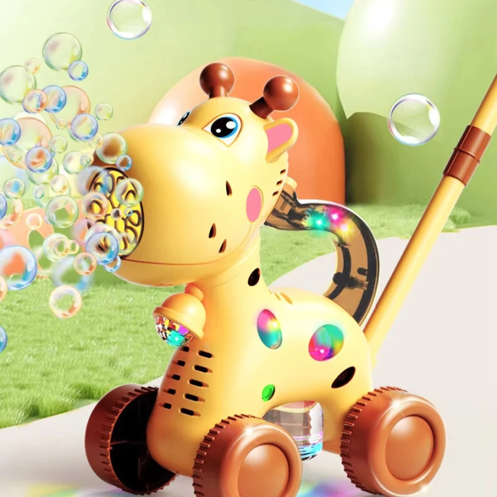 Jucarie interactiva Girafa 3 in 1 cu baloane de sapun, lumini si maner de impins [5]