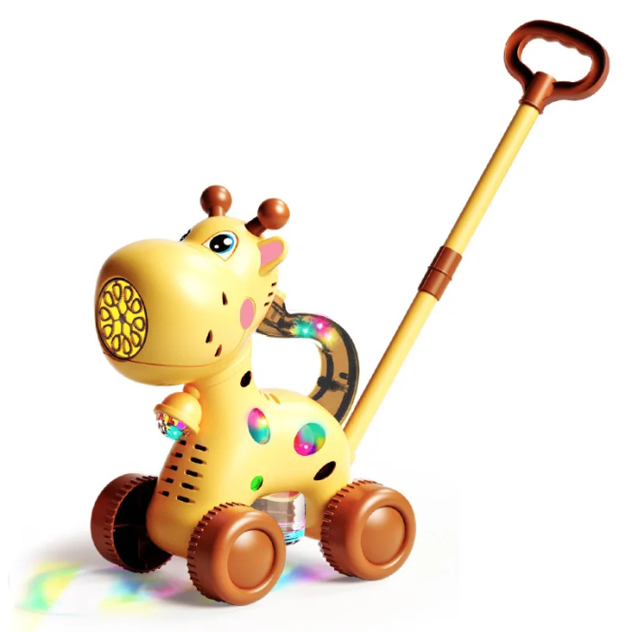 Jucarie interactiva Girafa 3 in 1 cu baloane de sapun, lumini si maner de impins [8]