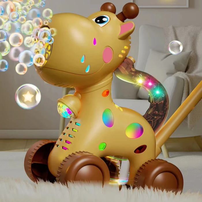 Jucarie interactiva Girafa 3 in 1 cu baloane de sapun, lumini si maner de impins [3]