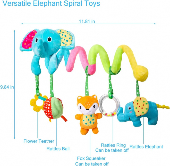 Jucarie spirala Elefant pentru patut si carucior [4]