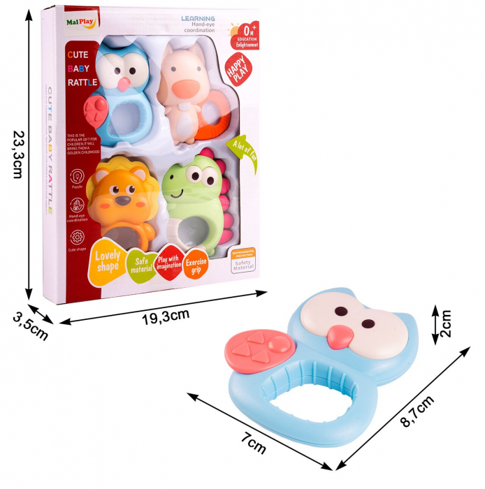 Jucarii de dentitie si motricitate, pentru bebelusi, 0 luni+, set 4 bucati [4]