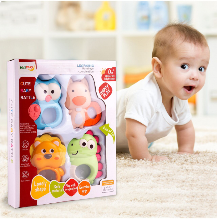 Jucarii de dentitie si motricitate, pentru bebelusi, 0 luni+, set 4 bucati [2]