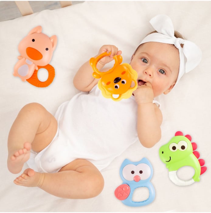 Jucarii de dentitie si motricitate, pentru bebelusi, 0 luni+, set 4 bucati [3]