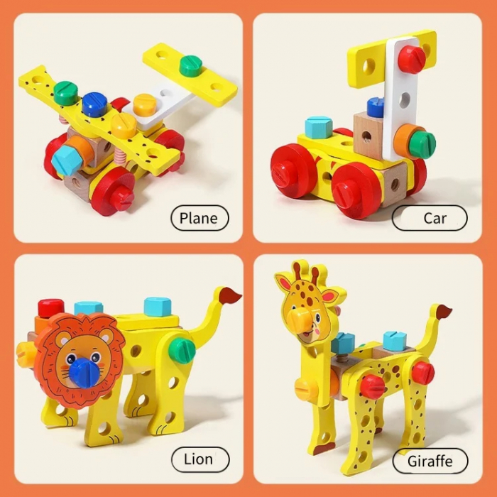 Kit de Asamblare Educativ Montessori - Jucarie din Lemn pentru Motricitate si Creativitate [9]