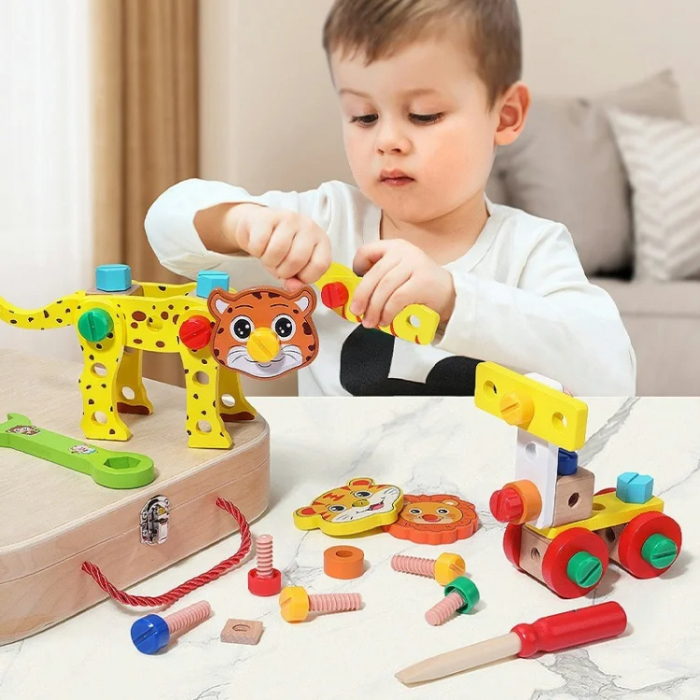 Kit de Asamblare Educativ Montessori - Jucarie din Lemn pentru Motricitate si Creativitate [8]