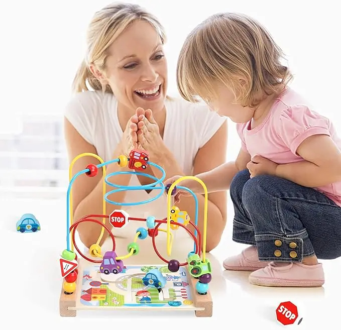 Labirint cu masinute din lemn – Jucarie Montessori pentru dezvoltarea motricitatii fine [2]