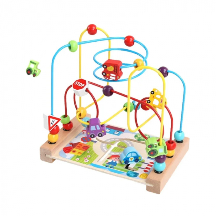 Labirint cu masinute din lemn – Jucarie Montessori pentru dezvoltarea motricitatii fine [7]