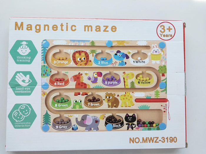Labirint Magnetic din Lemn cu Animale, Joc Montessori Educativ pentru Copii 3+ ani [5]