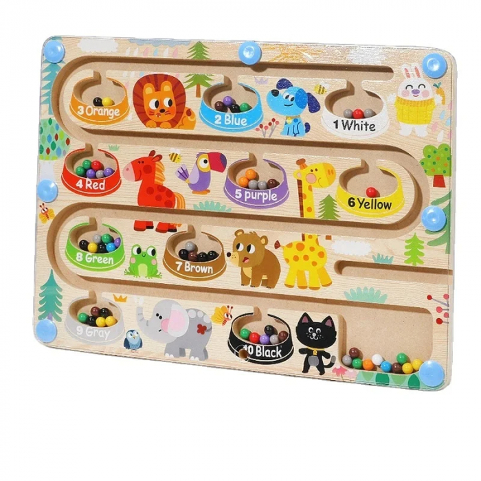 Labirint Magnetic din Lemn cu Animale, Joc Montessori Educativ pentru Copii 3+ ani [2]