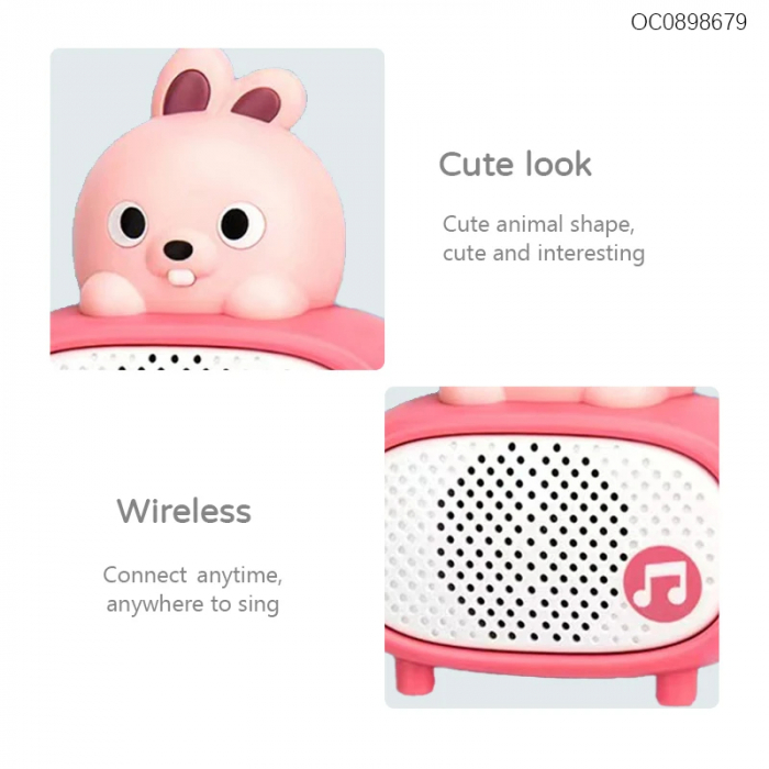 Microfon Karaoke Pentru Copii, iepuras, Roz [2]