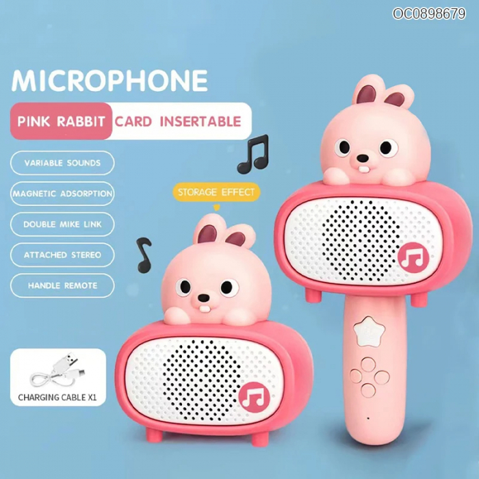 Microfon Karaoke Pentru Copii, iepuras, Roz [4]