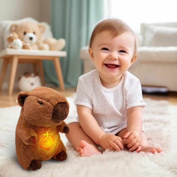Nume produs: Capybara de Plus cu Lumina, Sunete si Functie de Respiratie - Jucarie de Somn pentru Bebelusi si Copii [3]
