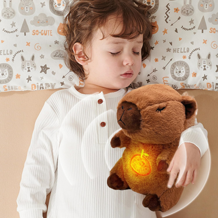 Nume produs: Capybara de Plus cu Lumina, Sunete si Functie de Respiratie - Jucarie de Somn pentru Bebelusi si Copii [2]