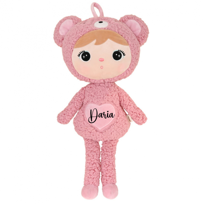 Papusa ursulet roz personalizata Jucarie personalizata cu nume Papusa de plus personalizata Cadou personalizat copii Ursulet roz cu nume [2]