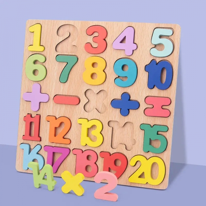 Puzzle Educativ din Lemn - Cifre si Simboluri Matematice [2]