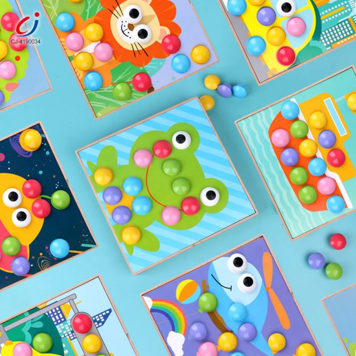 Puzzle educativ din lemn cu butoane colorate - Dezvoltare motrica si creativa [6]