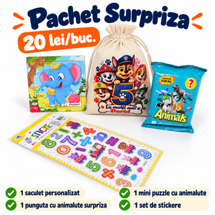 Saculeti Aniversare Copii Personalizati - Alege Personajul, Varsta si Numele [3]