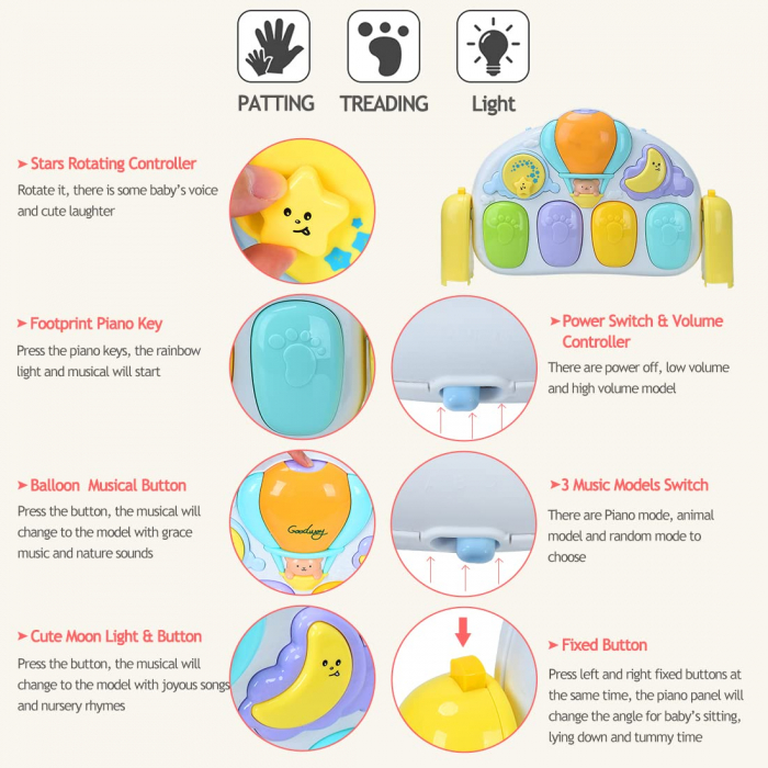 Saltea de joaca bebe cu proiector si pian, Kick & Play [7]