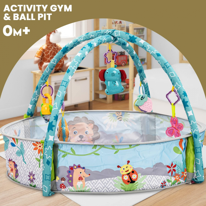 Saltea de Joaca și Activitați pentru Bebe 3 in 1 cu 15 mingiute incluse [3]