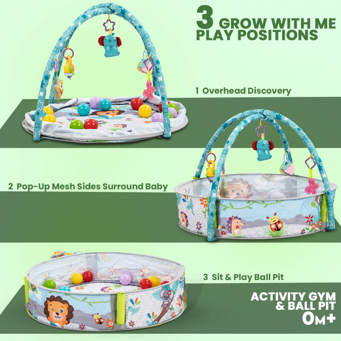 Saltea de Joaca și Activitați pentru Bebe 3 in 1 cu 15 mingiute incluse [2]