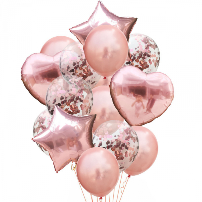 Set 10 baloane confetti, rose gold [1]
