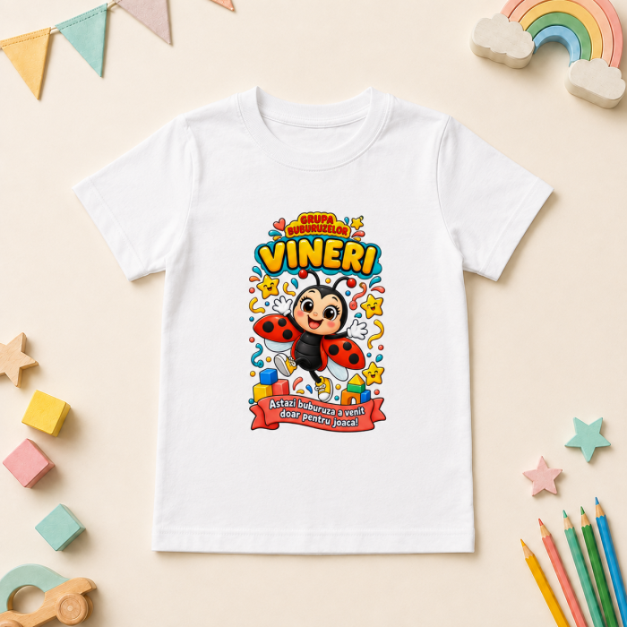 Set 5 tricouri Grupa Buburuzelor – Luni-Vineri, cu mesaje haioase [4]