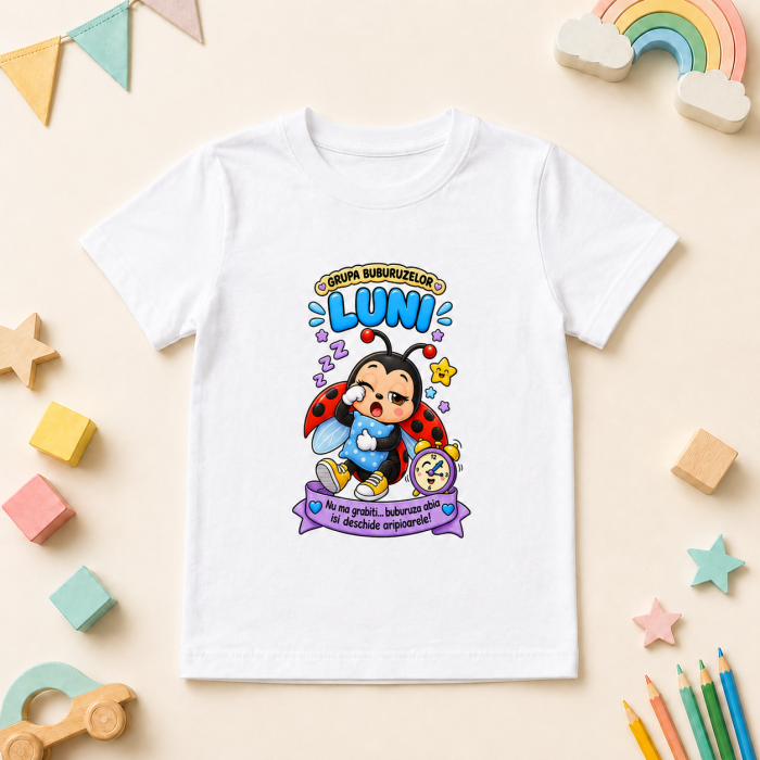 Set 5 tricouri Grupa Buburuzelor – Luni-Vineri, cu mesaje haioase [6]