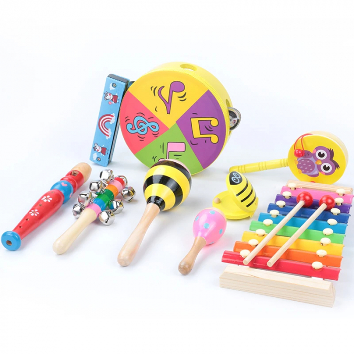 Set 9 Instrumente Muzicale din Lemn pentru Copii [3]
