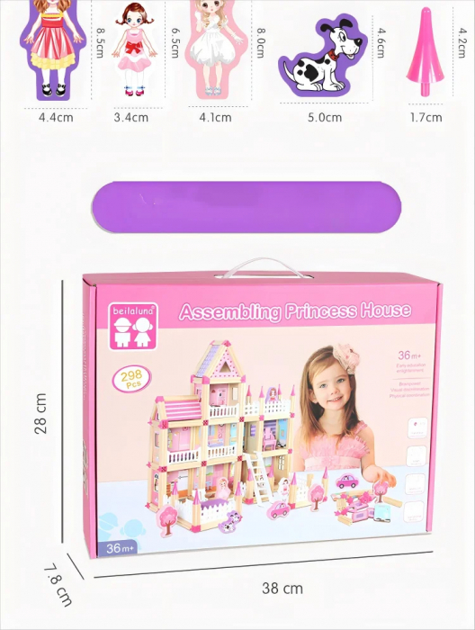 Set Constructie Casa Printeselor din Lemn - Castel cu 298 Piese [3]