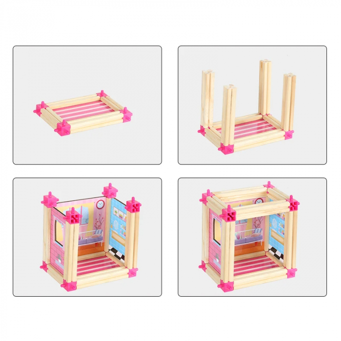 Set Constructie Casa Printeselor din Lemn - Castel cu 298 Piese [5]