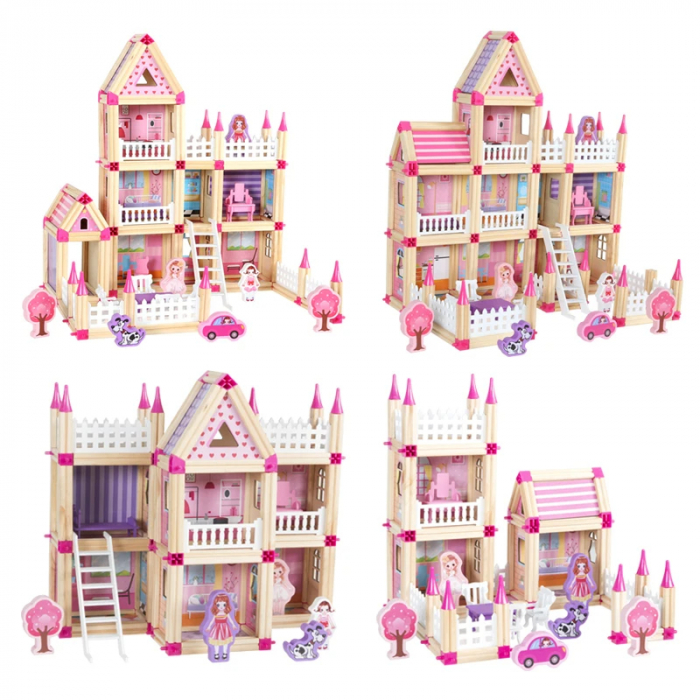 Set Constructie Casa Printeselor din Lemn - Castel cu 298 Piese [2]