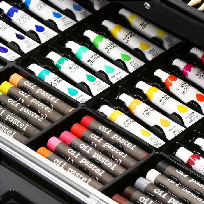 Set Creativ de Desen si Pictura – 145 Piese pentru Copii, Geanta Aluminiu [4]