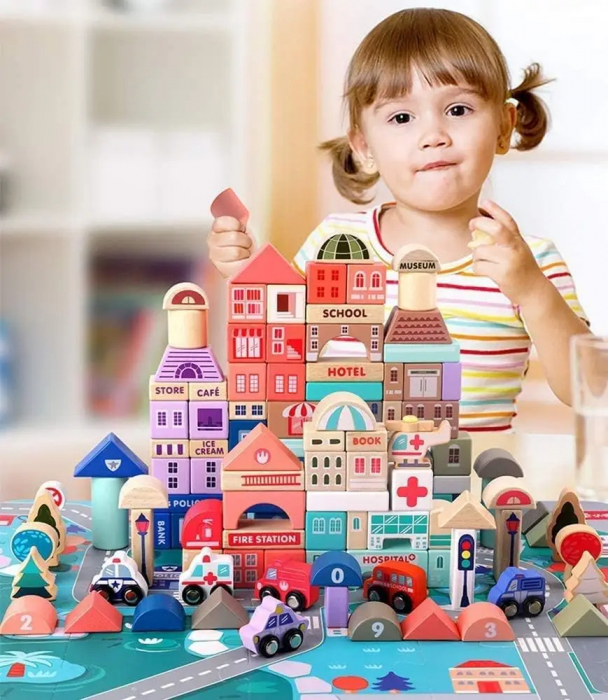 Set Cuburi de Constructie Oraselul Imaginatiei 115 Piese [3]