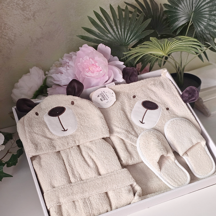 Set de baie pentru bebelusi cu 3 piese: halat, papuci si prosop capison [2]