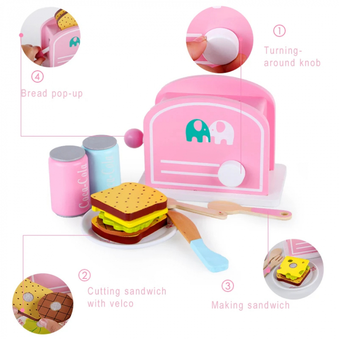 Set de Mic Dejun din Lemn cu Toaster pentru Copii [3]