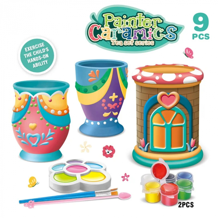 Set de Pictura Ceramica pentru Copii - Atelierul Micilor Artisti, 9 Piese, 3+ Ani [6]