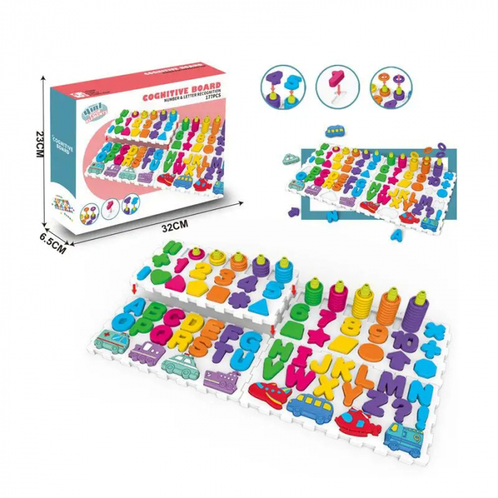 Set educativ 4-in-1: Puzzle interactiv cu litere, cifre, forme-177 piese [3]
