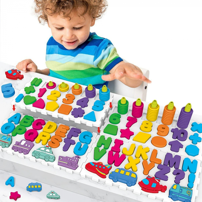 Set educativ 4-in-1: Puzzle interactiv cu litere, cifre, forme-177 piese [1]