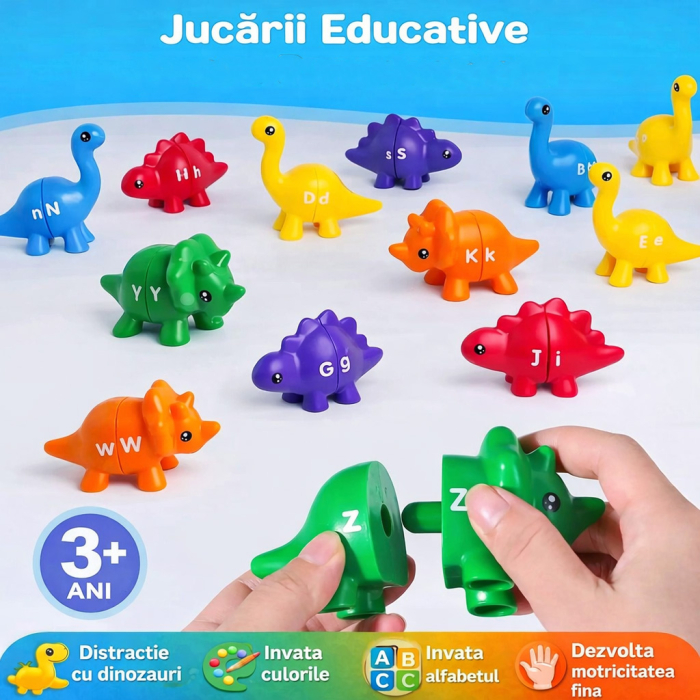 Set Educativ Dinozauri – Joc de Potrivire a Literelor si Culorilor pentru Copii 3+ [3]