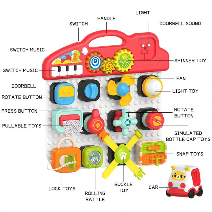 Set Interactiv Educational 2-in-1 - Panou Muzical si Masinuta cu Activitati [2]